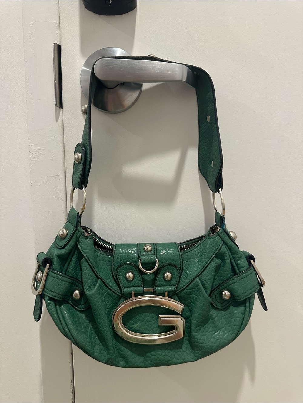 Guess Green Shoulder Bag with Silver Hardware